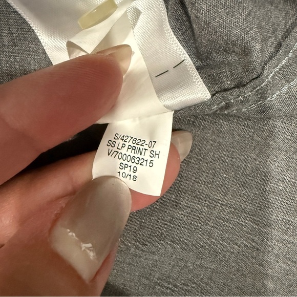 Banana Republic Luxe Poplin Slim Fit L Gray Safari Patterned Casual Shirt - Picture 8 of 17